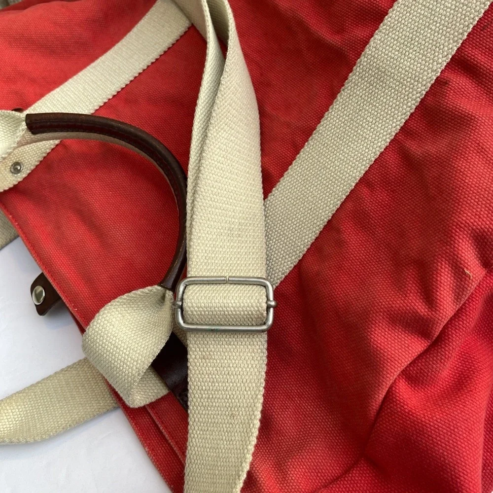 VTG Frank Daniel Tote Crossbody Bag Red Heavy Canvas Handmade Italy Designer